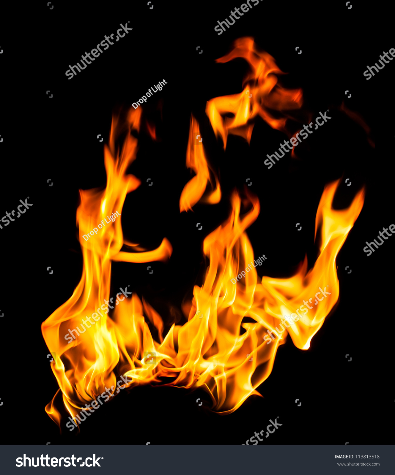 Fire Flames On Black Background Stock Photo 113813518 : Shutterstock