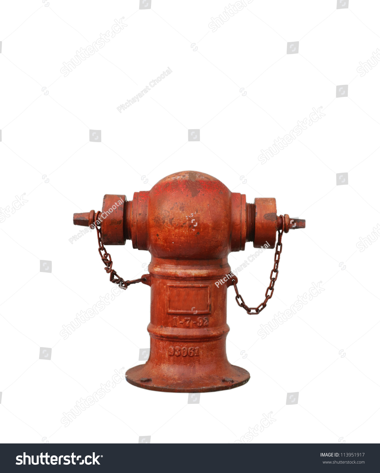 Fire Hydrant With Isolated White Background Stock Photo 113951917