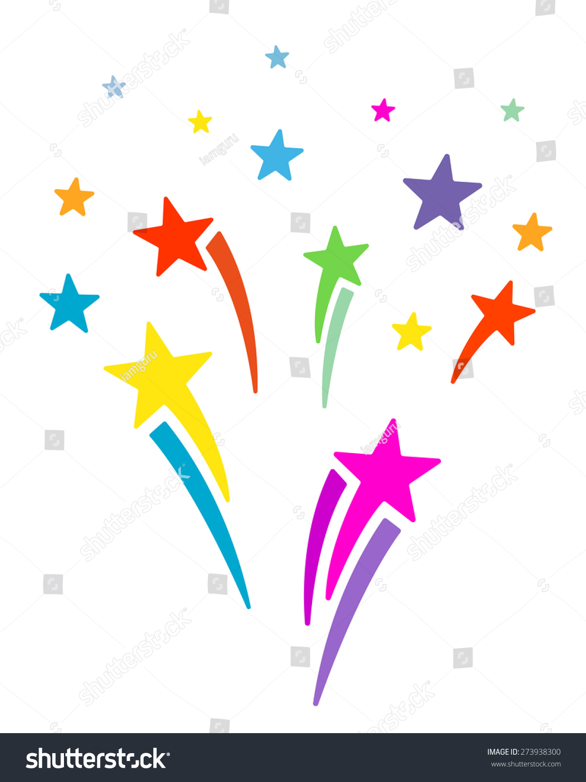 Fireworks Explosion Cartoon Colorful Star Burst Stock Illustration 