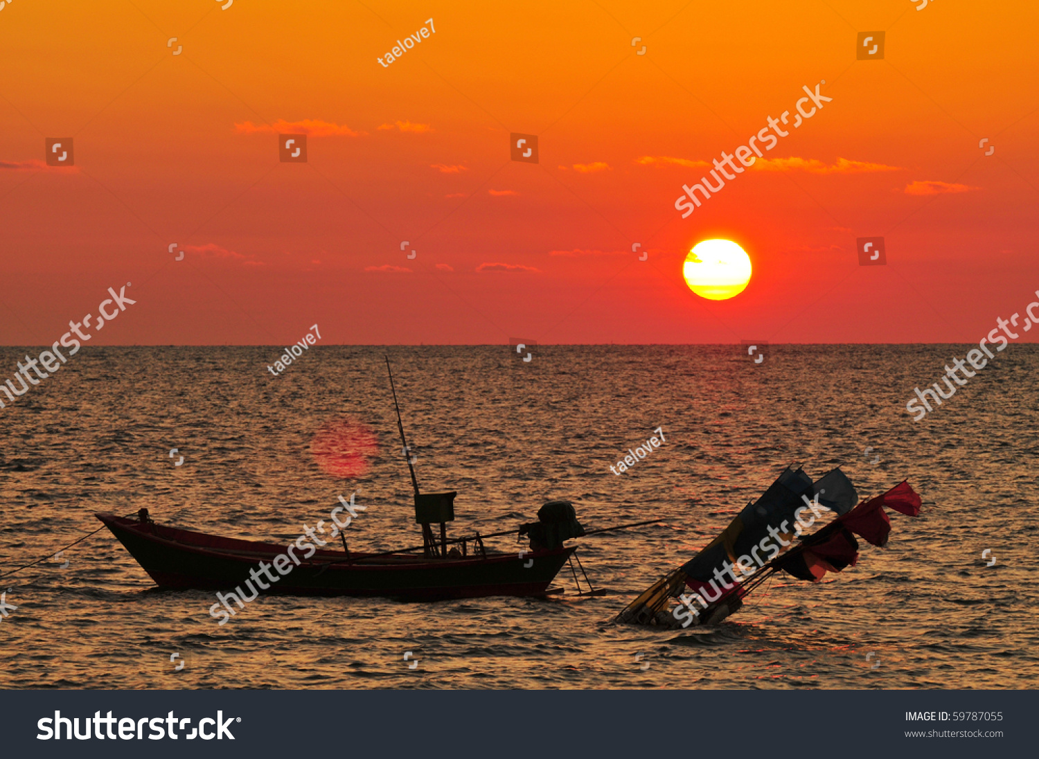 Fishing Boats At Sunset Stock Photo 59787055 Shutterstock