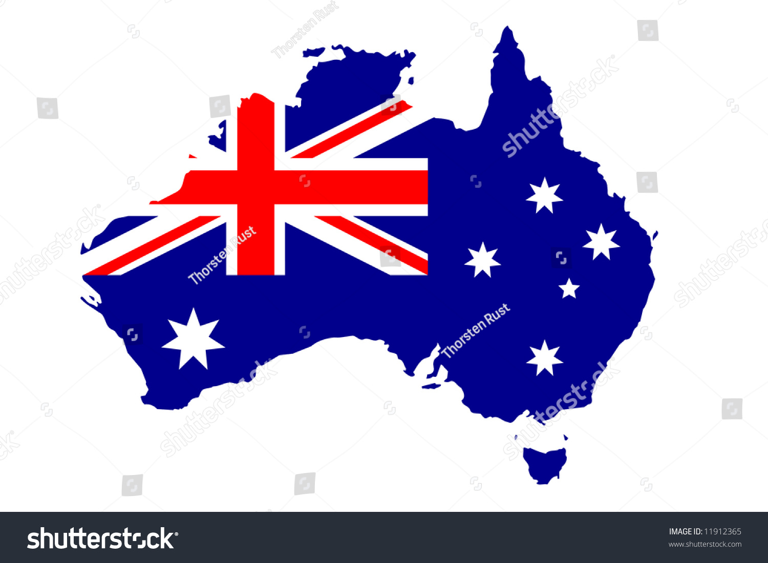 Flag And Map Of Australia Union Jack And Southern Cross On Blue Stock