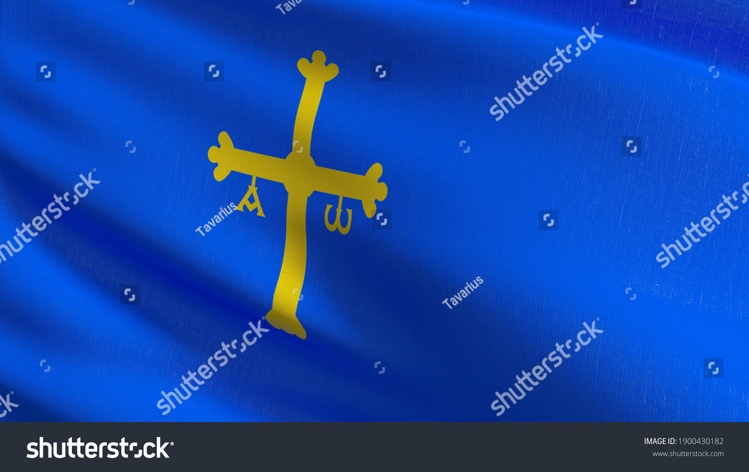 Flag Asturias 3d Rendering Illustration Waving Stock Illustration