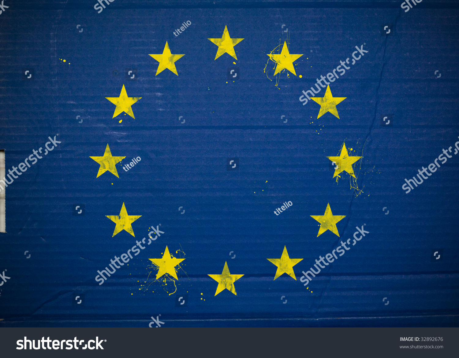 Flag Of European Economic Community, Eec Made With Corrugated Cardboard 