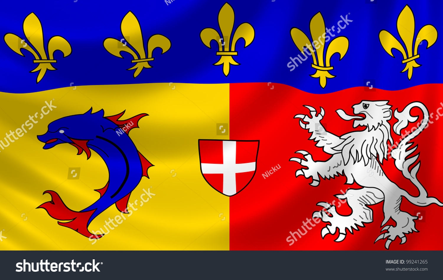 Flag French Rhone Alpes Region Waving Stock Illustration 99241265 ...