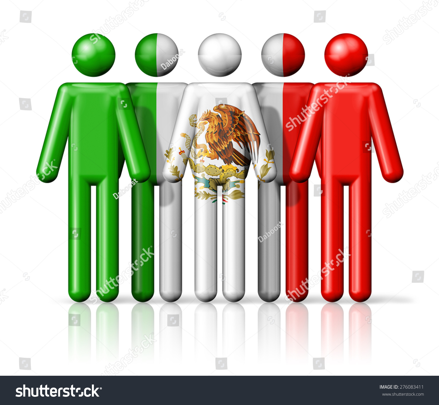 Flag Of Mexico On Stick Figure National And Social Community Symbol