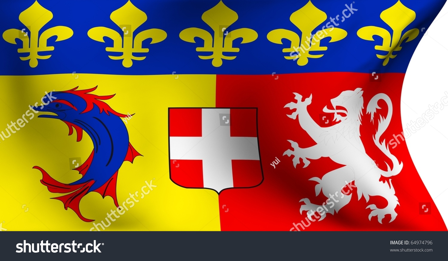 Flag Of Rhone Alpes France Stock Photo 64974796 Shutterstock