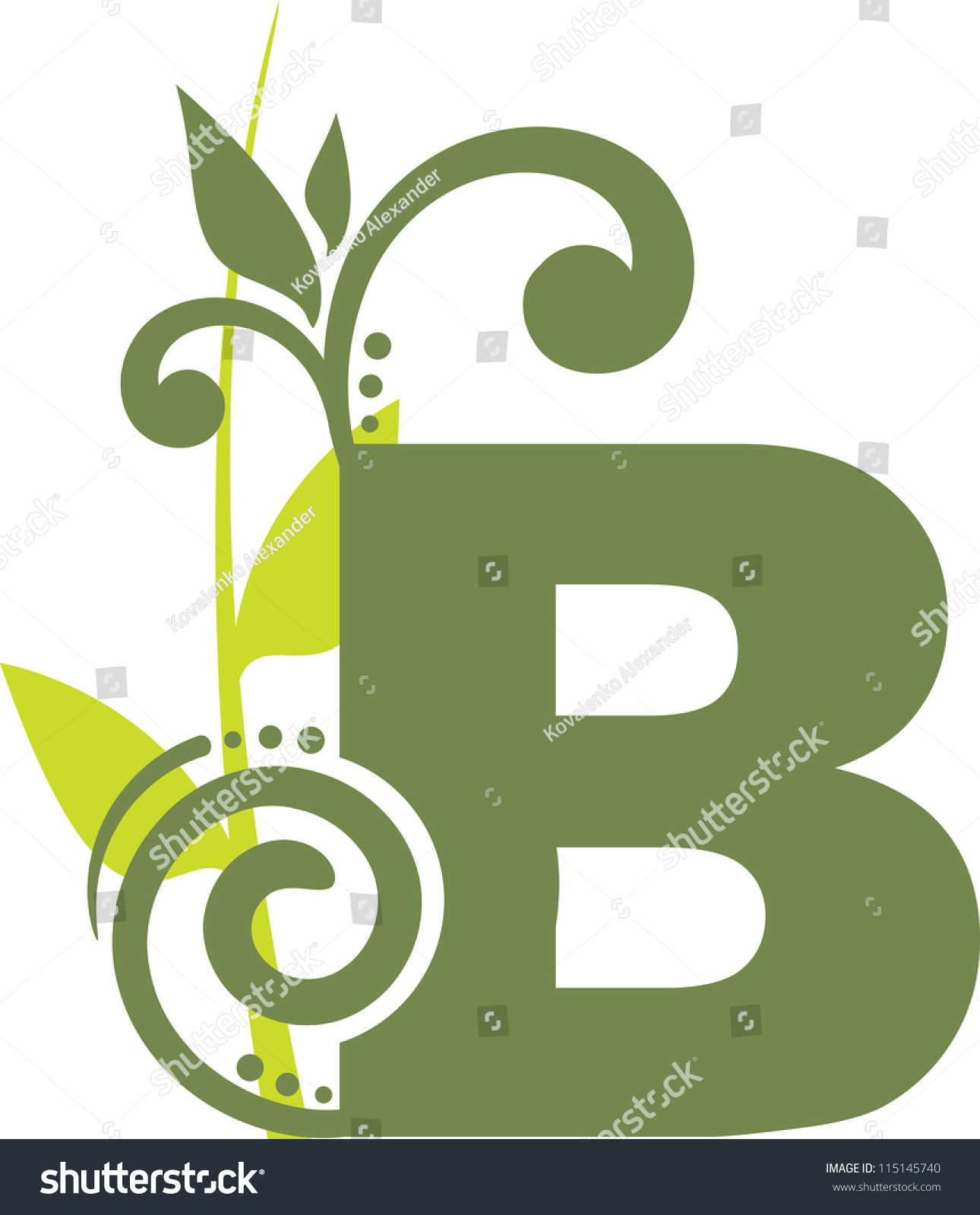 Floral Letter "B" From The Alphabet Stock Photo 115145740 : Shutterstock