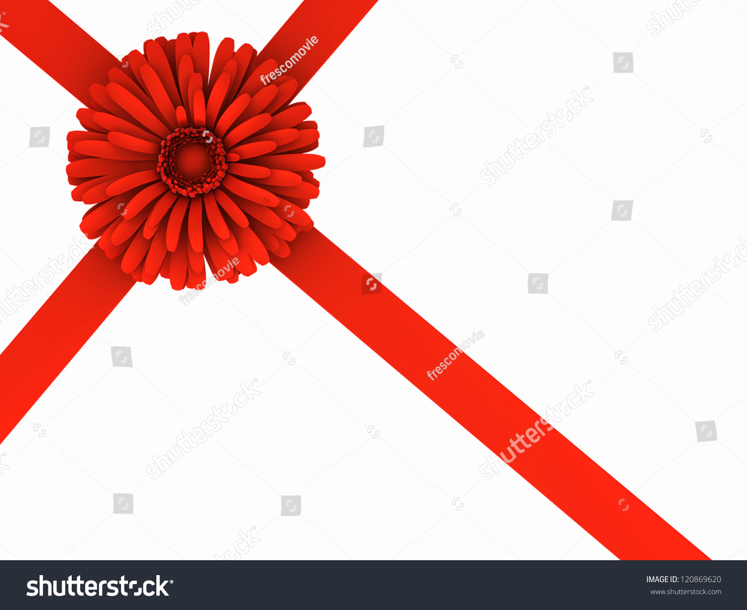 Flower And Ribbon. Isolated On White Stock Photo 120869620 : Shutterstock