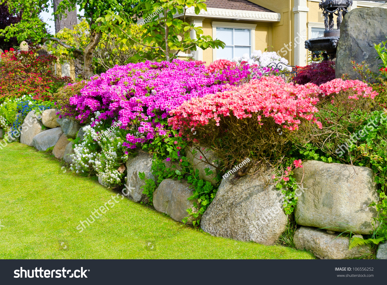 Flowers And Stones In Front Of The House, Front Yard ...