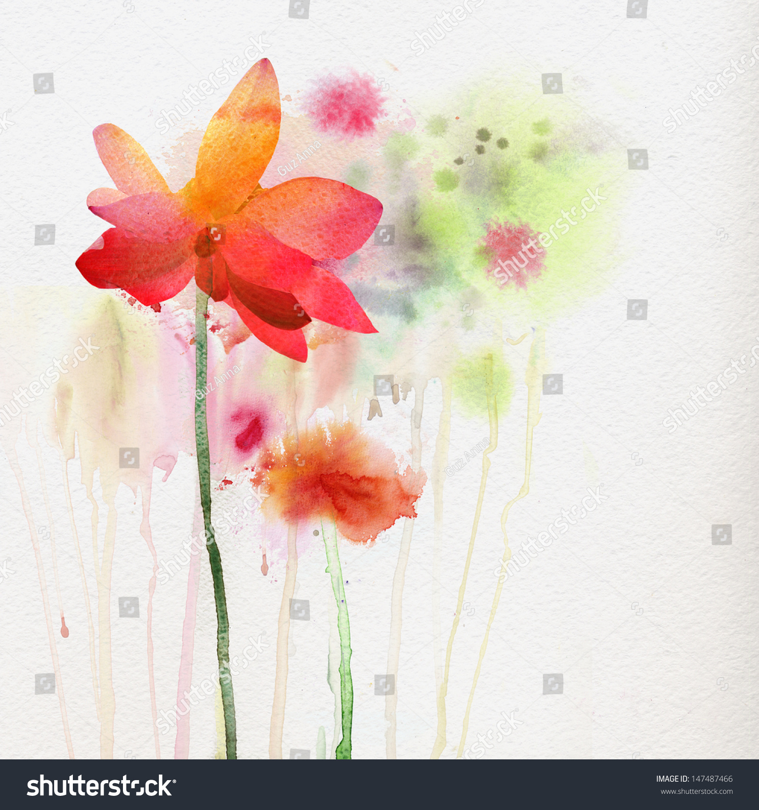 Flowers Watercolor Background Stock Photo 147487466 : Shutterstock