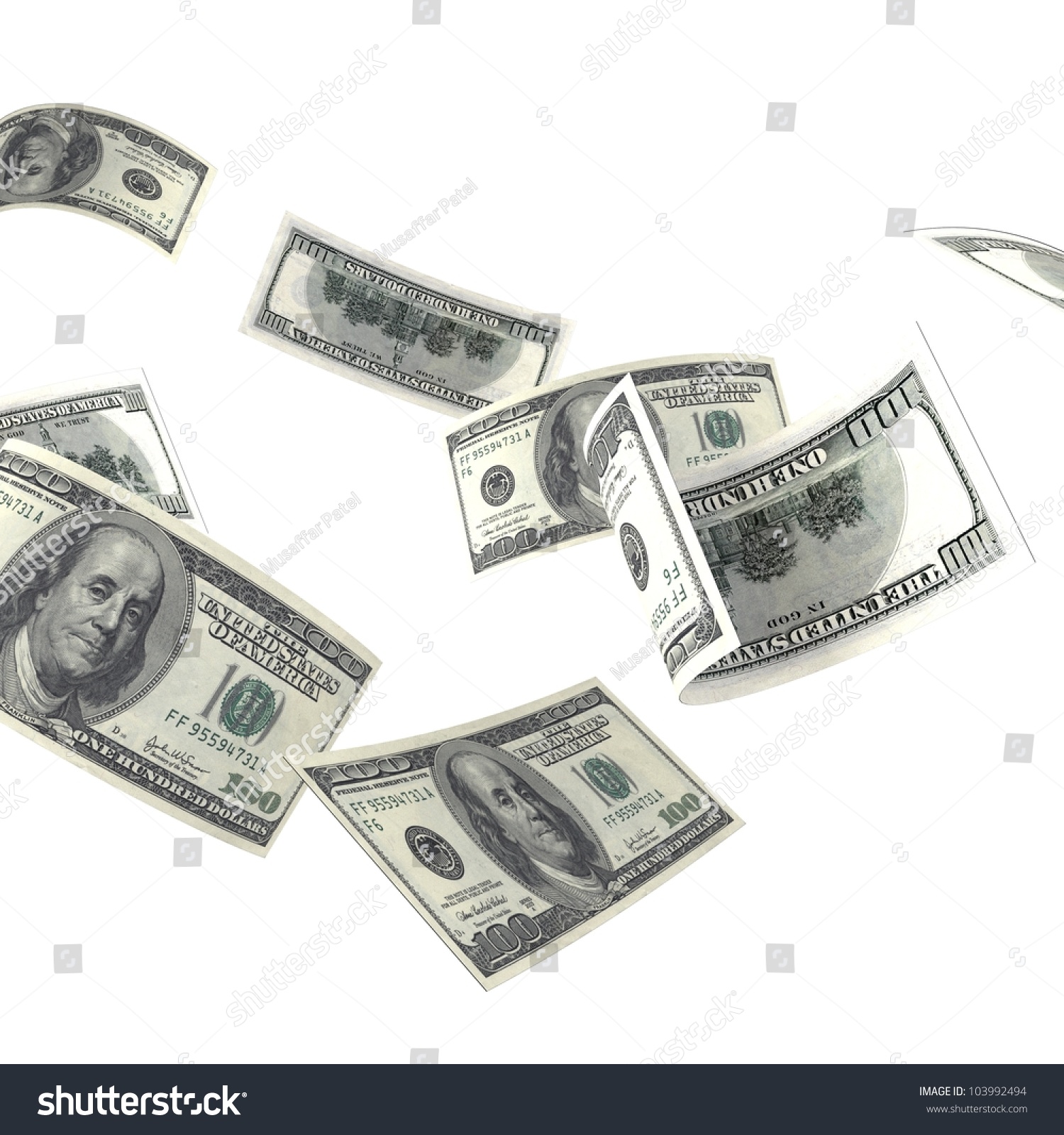 Flying Money Collection Notes Flying Scattered Stock Photo 103992494 