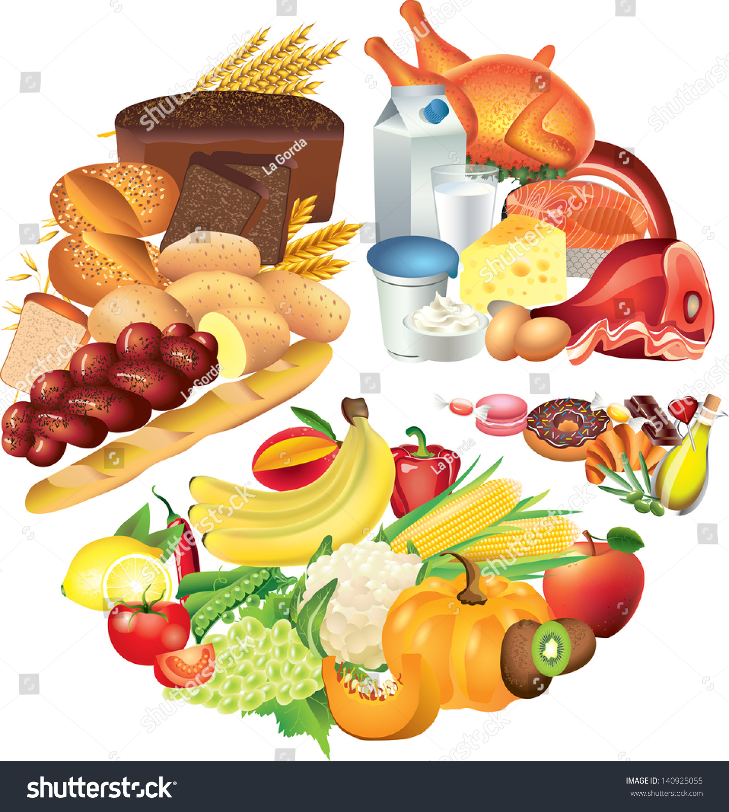 Food Pie Chart Photo-Realistic Illustration - 140925055 : Shutterstock