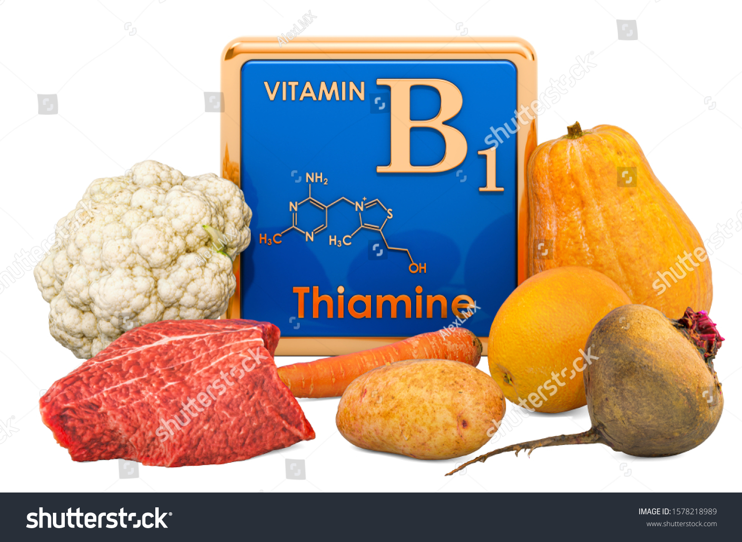 Foods Highest Vitamin B Thiamin D Stock Illustration