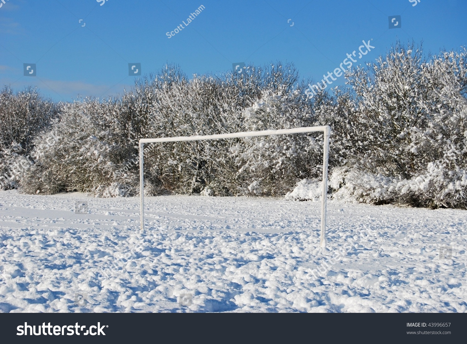 Football Pitch (Soccer Field) In Winter Snow Stock Photo 43996657