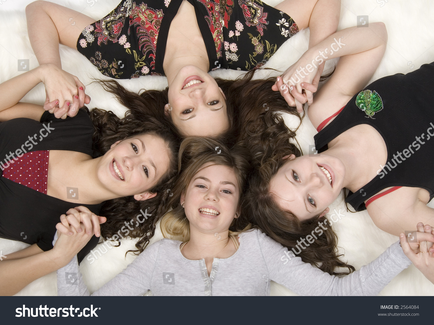 Four Teen Girls Lying On Floor Stock Photo 256408