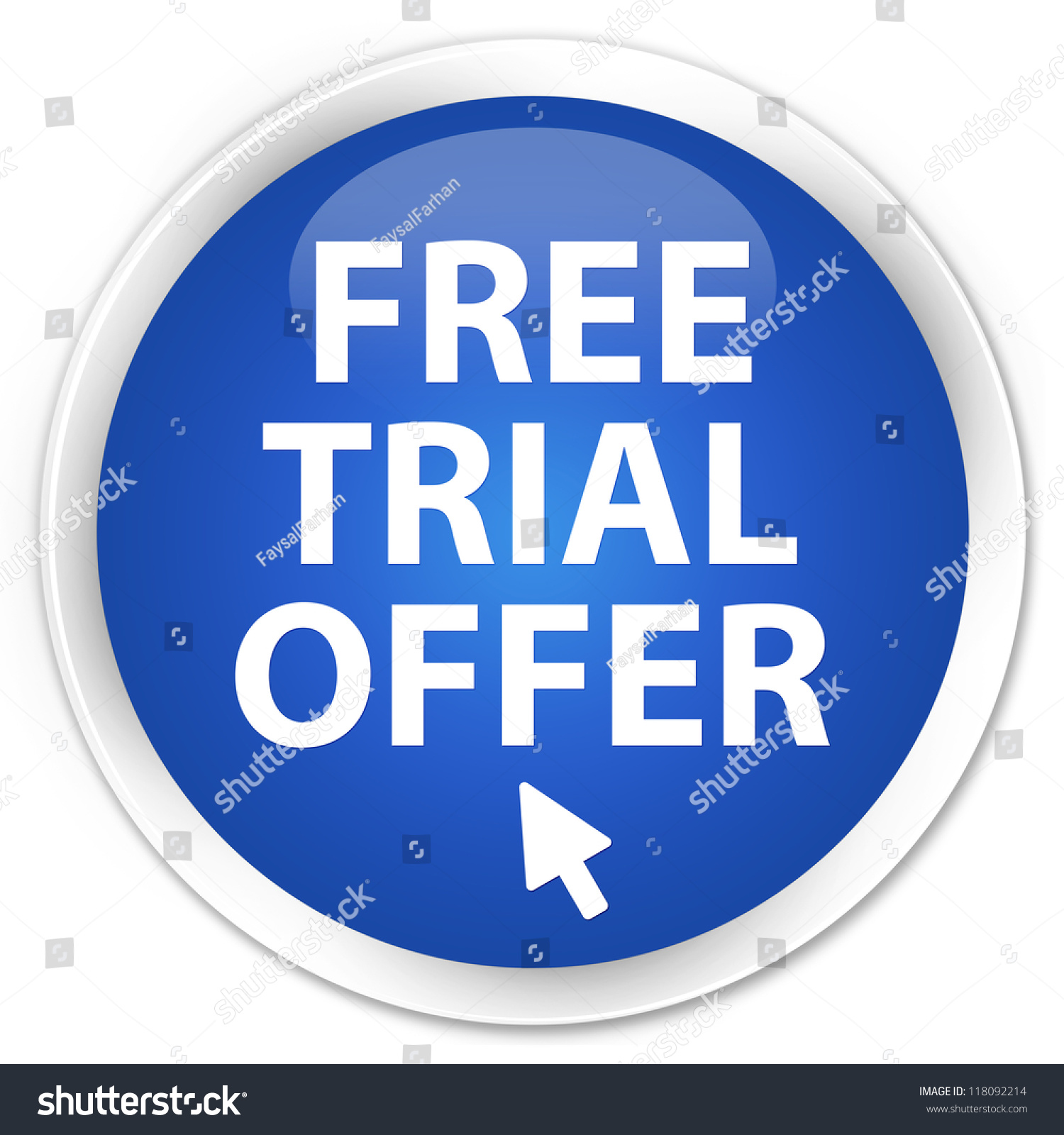 Free Trial Offer Icon Blue Button Stock Photo 118092214 : Shutterstock