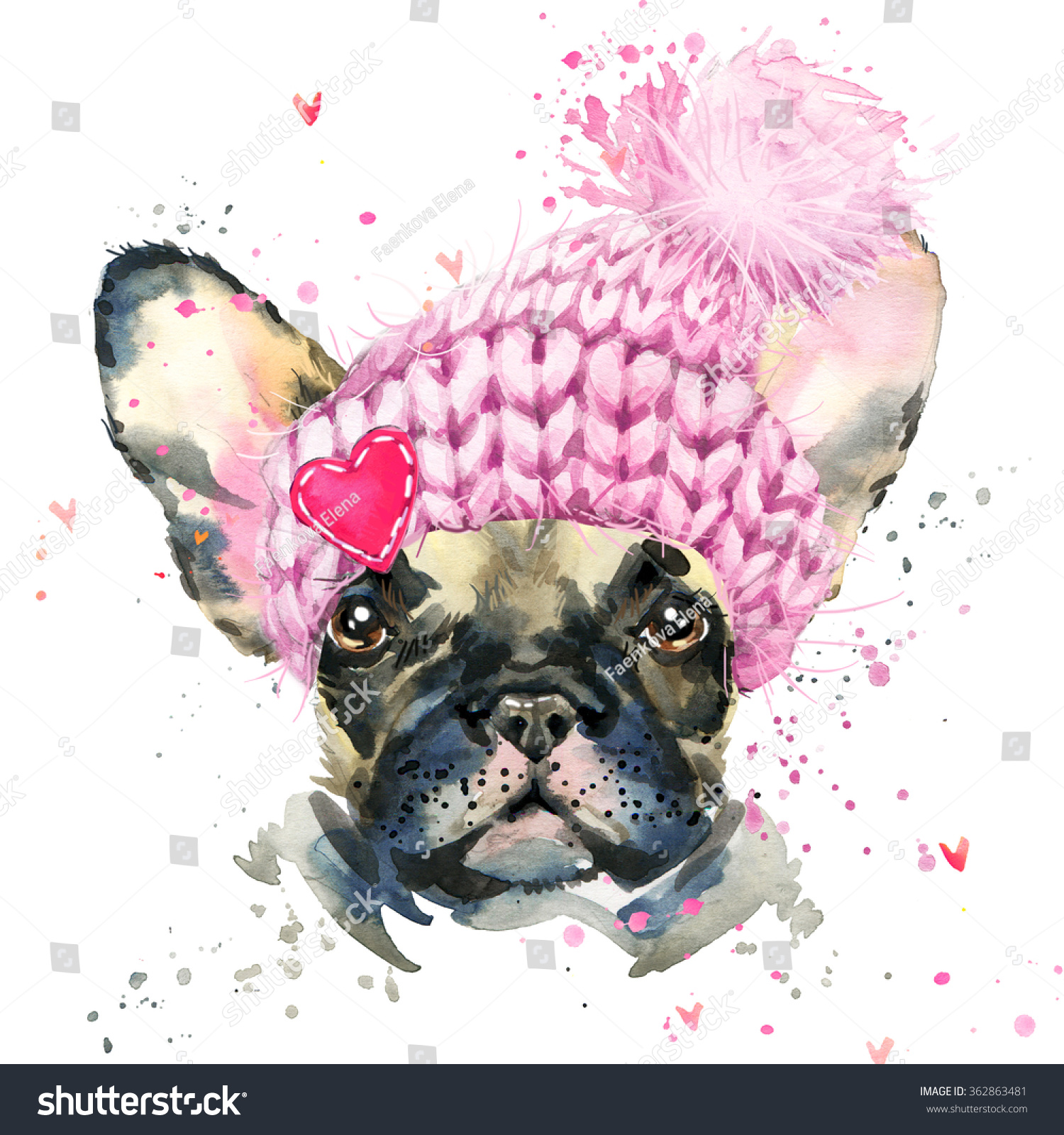 French Bulldog Cute dog Watercolor puppy dog illustration French Bulldog breed French Bulldog Cute dog Watercolor puppy dog illustration French Bulldog breed