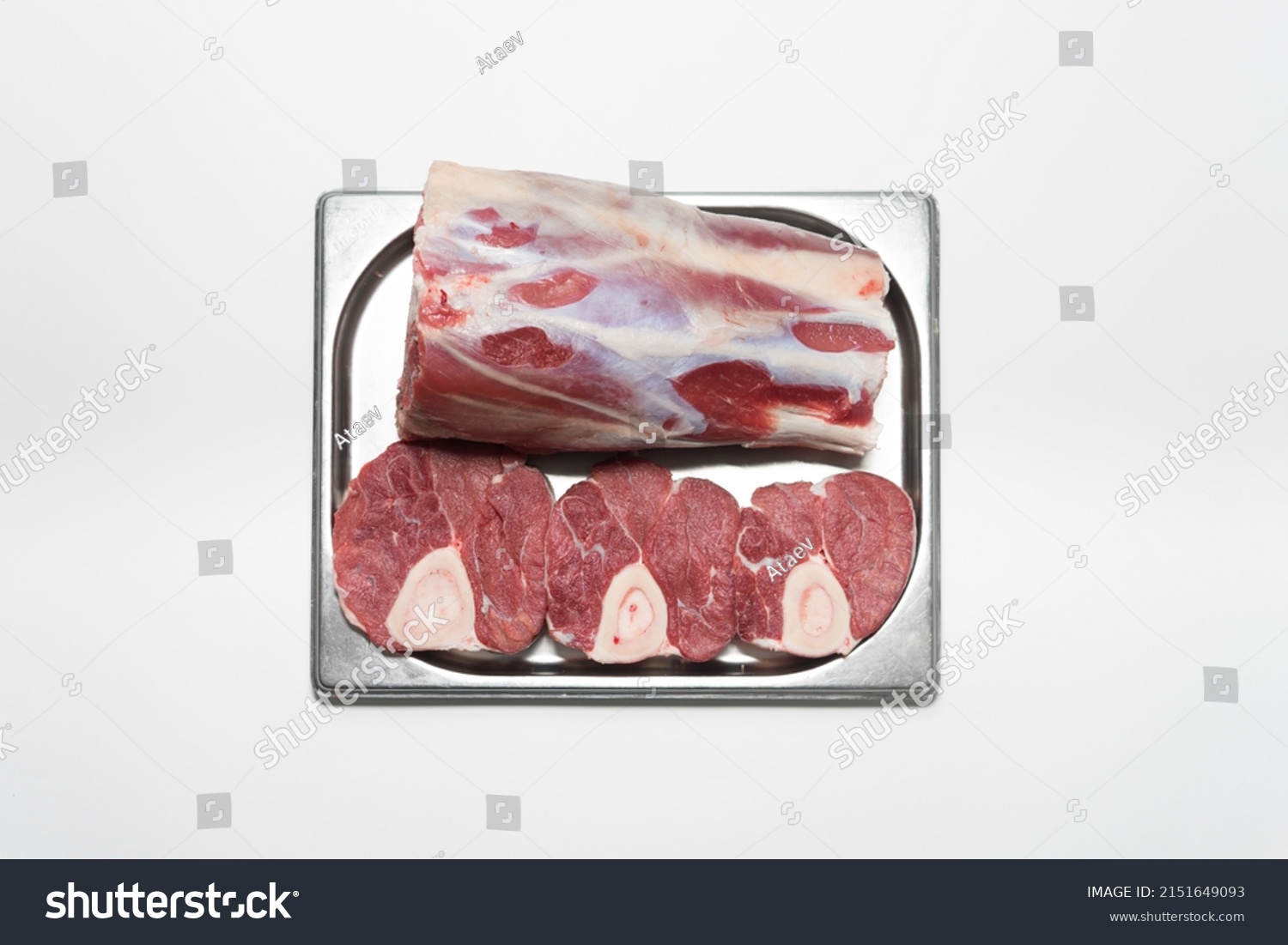 Fresh Halal Beef Knuckle White Background Stock Photo