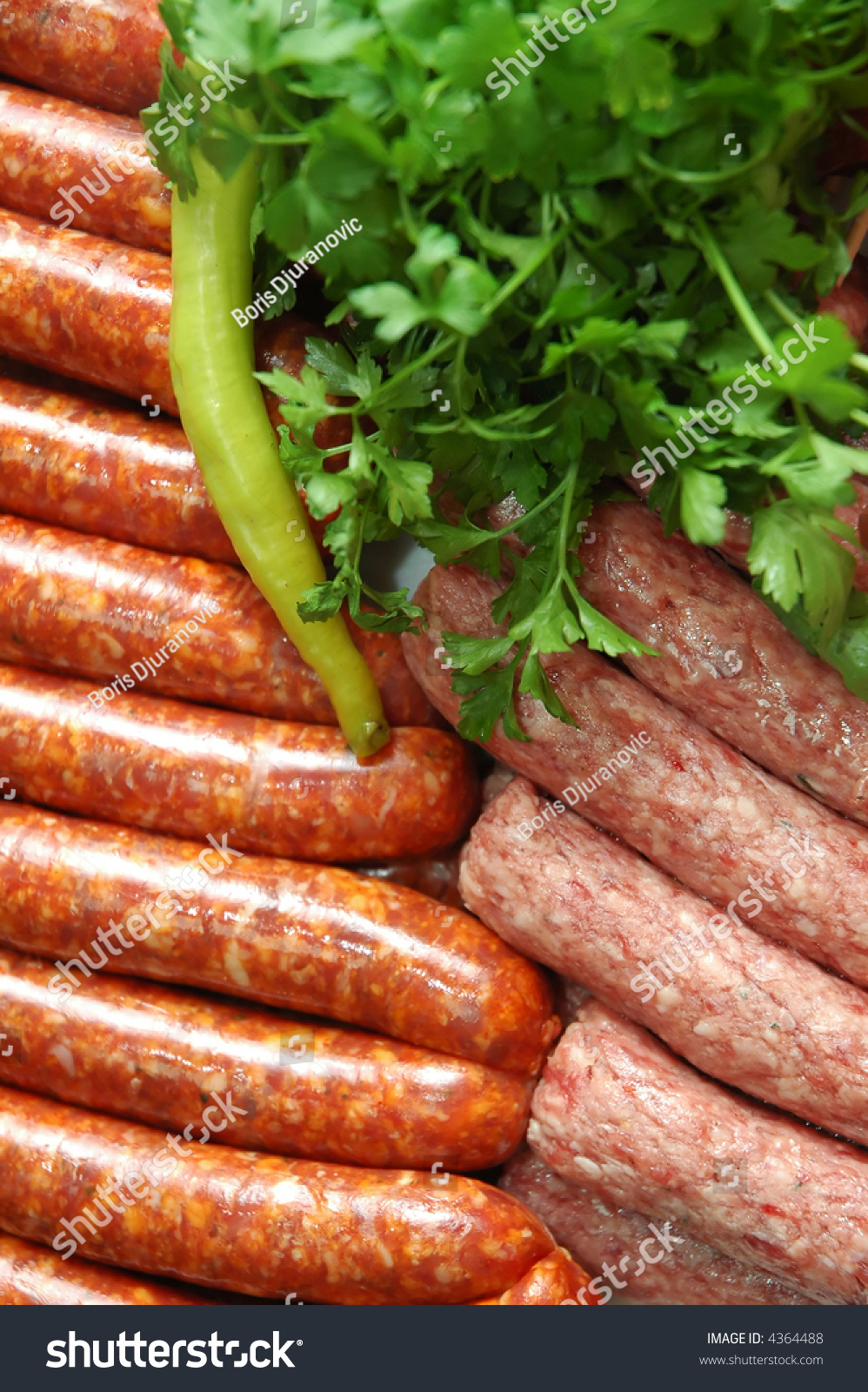 Mixed Grill And Fresh Prepared For Bbq Fresh Sausage Mixed Grill Prepared Bbq Stock Photo 4364488