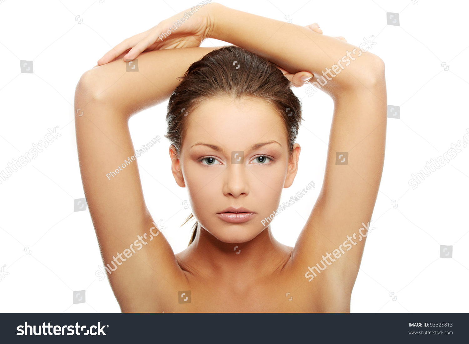 Front View Face Closeup Young Beautiful Stock Photo 93325813