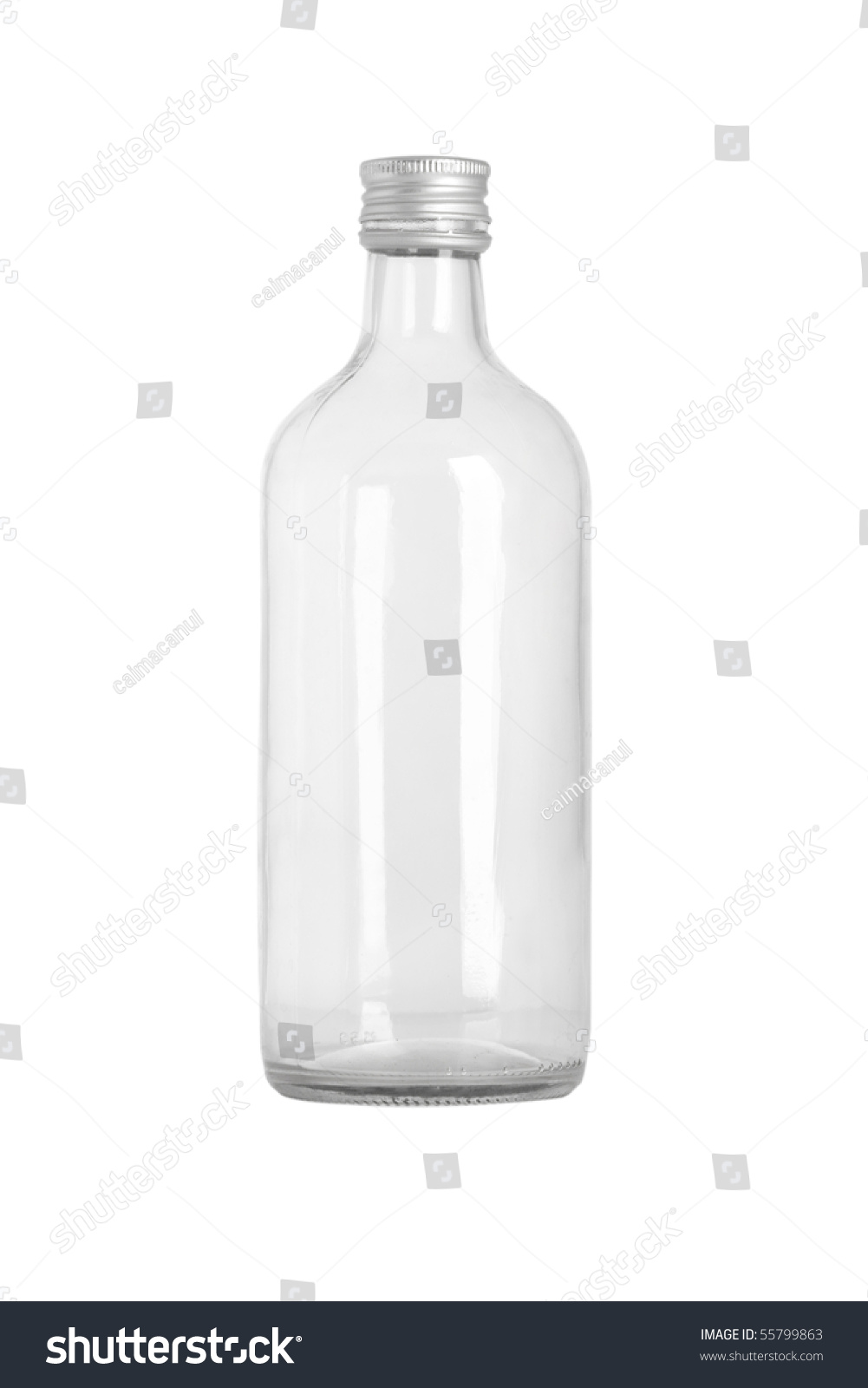 Front View Of Transparent Glass Bottle On White Background Stock Photo 