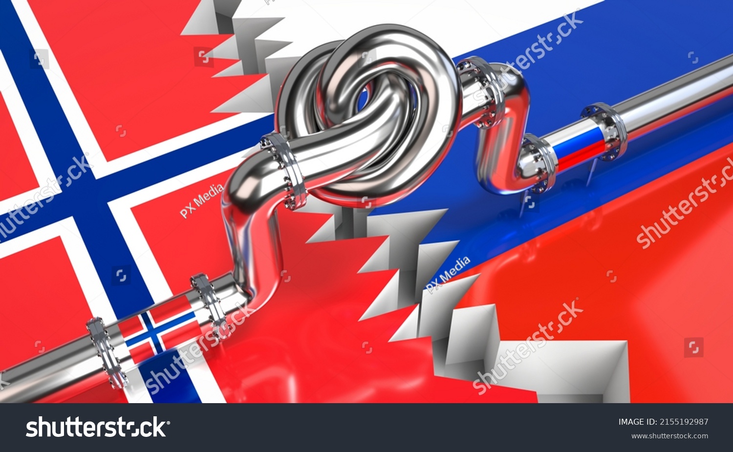 Fuel Gas Pipeline Knot Flags Norway Stock Illustration