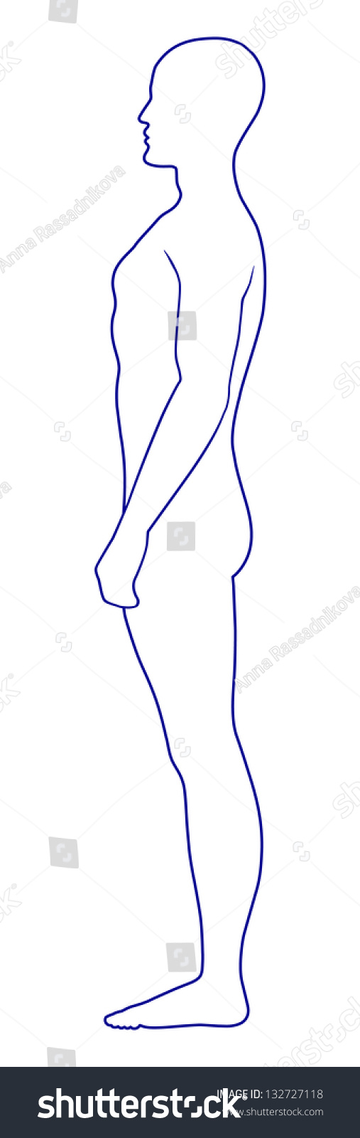 Ilustrasi Stok Full Length Side View Standing Naked