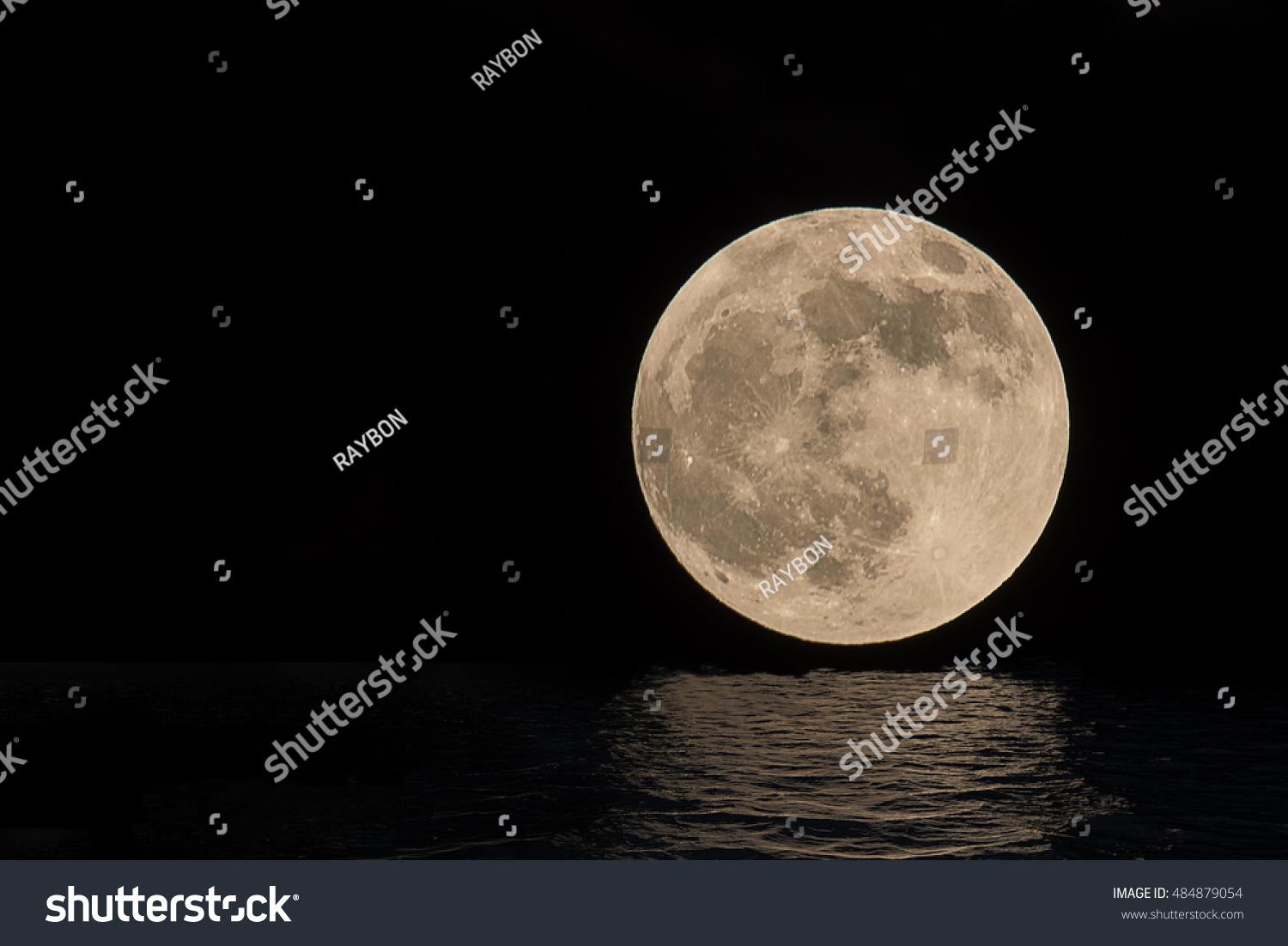 Full Moon Over Cold Night Water Stock Photo Shutterstock