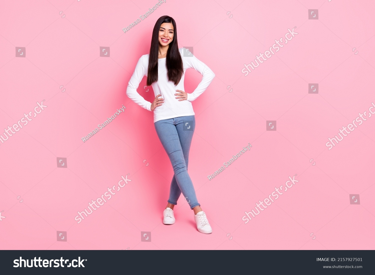 Full Size Photo Nice Millennial Brunette Stock Photo