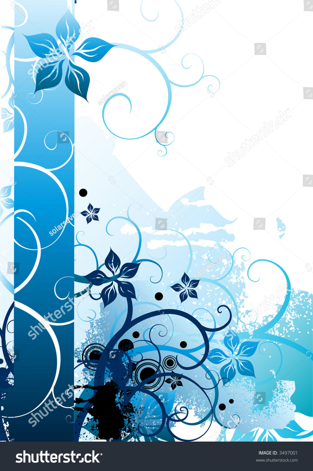 Funky Blue Floral Elements On A Background. Stock Photo 3497001 : Shutterstock