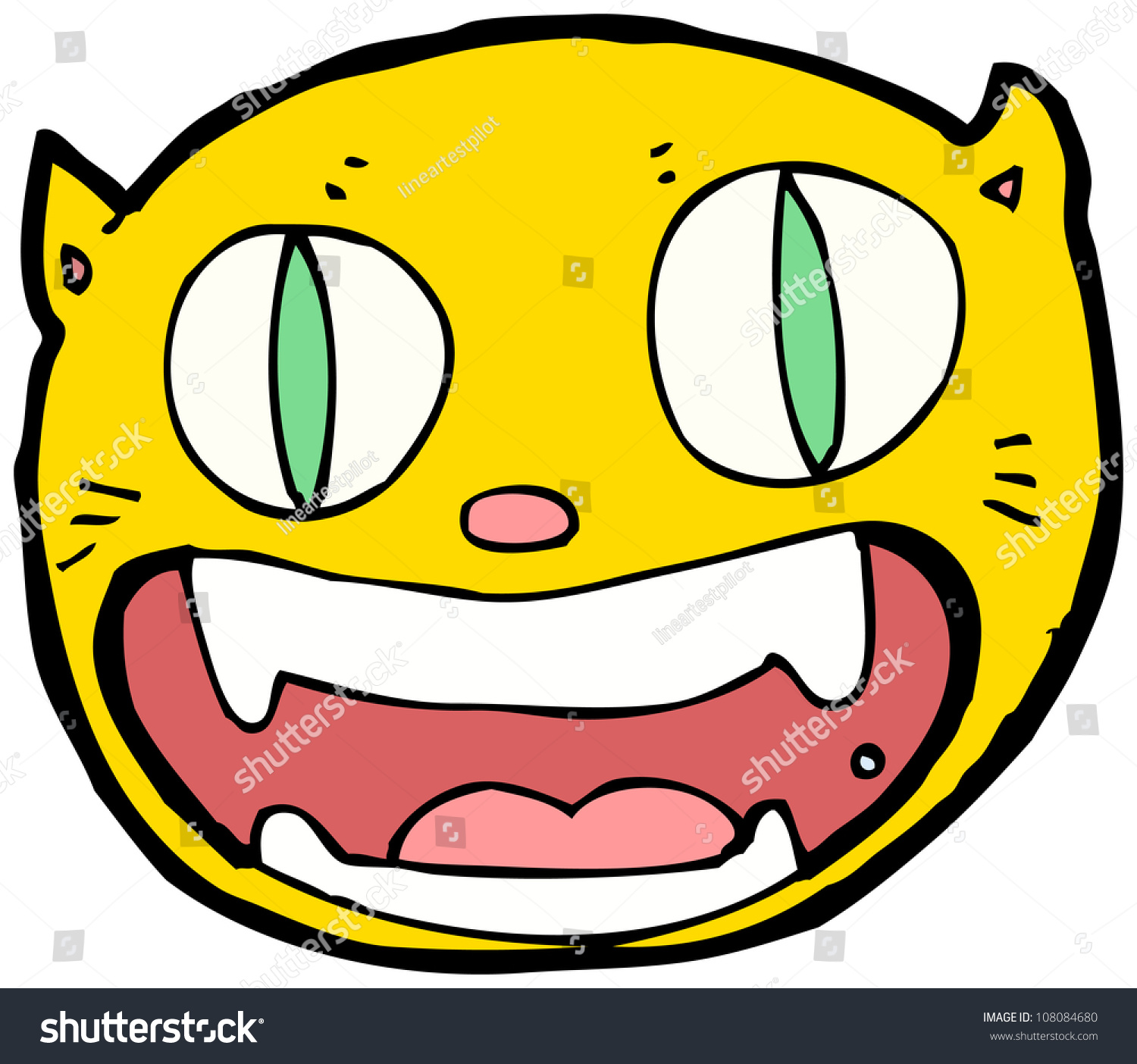 Funny Cartoon Cat Face Stock Photo 108084680 : Shutterstock