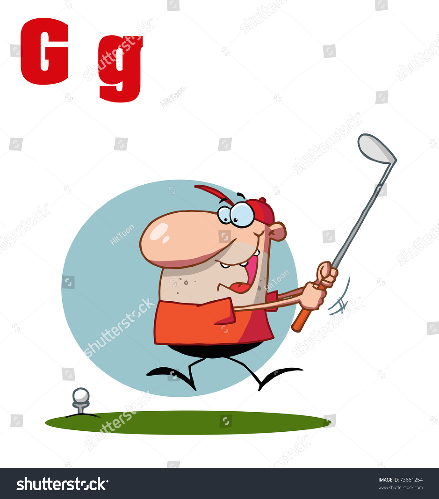 Funny Cartoons Alphabet-Male Golfer With Letters G Funny Cartoons Alphabet-Male Golfer With Letters G