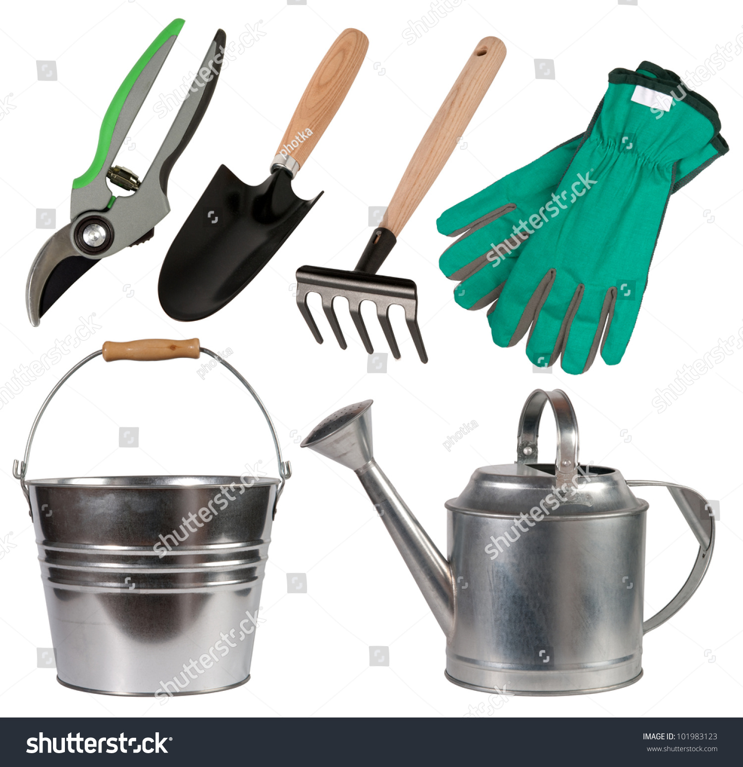 Gardening Tools Isolated On White Background Stock Photo 101983123