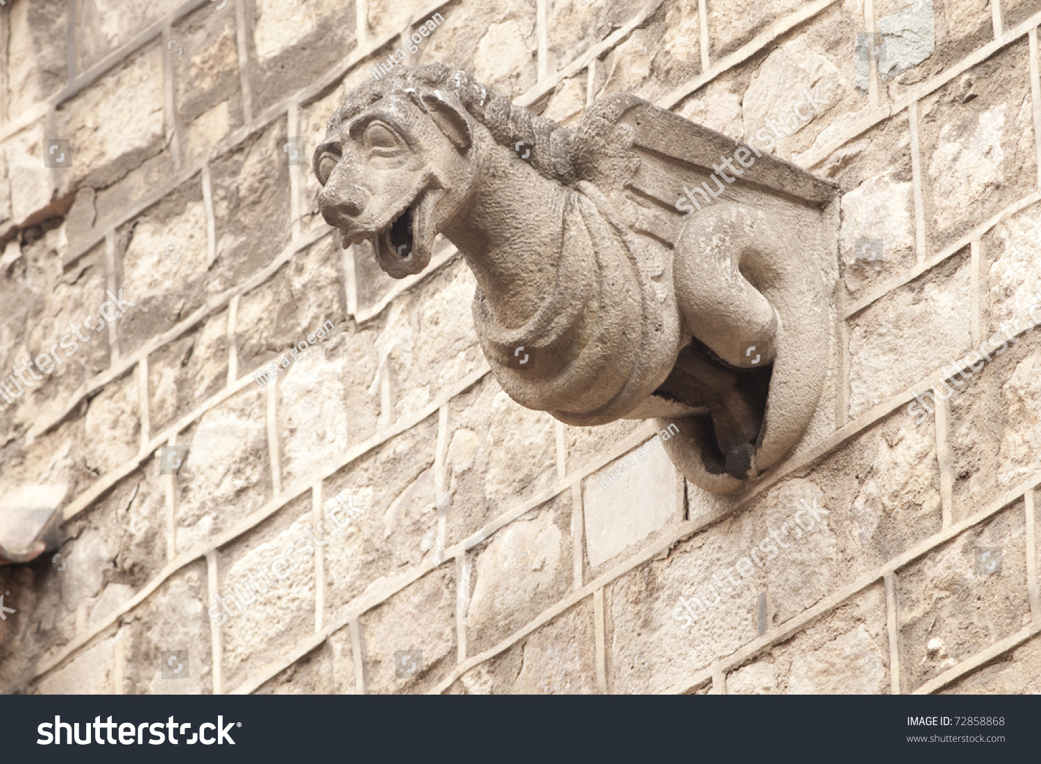 Gargoyle Statues On Gothic Cathedral In Barcelona Stock Photo