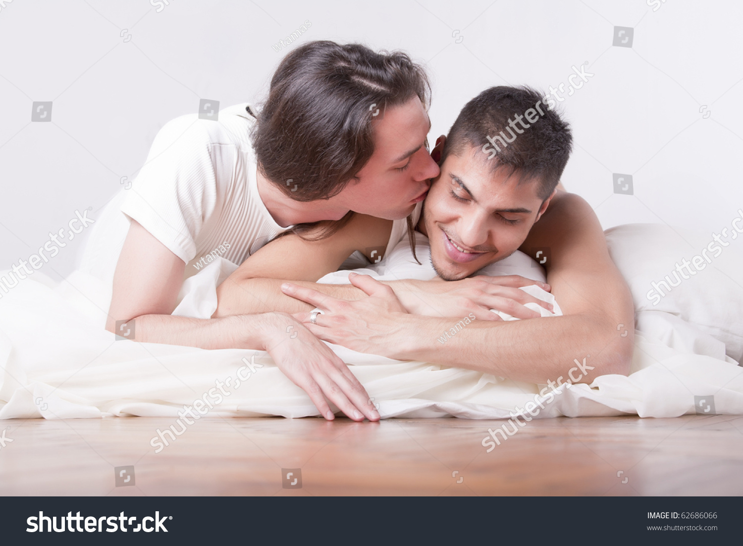 Gay Couple Kissing On Bed Stock Photo 62686066 Shutterstock