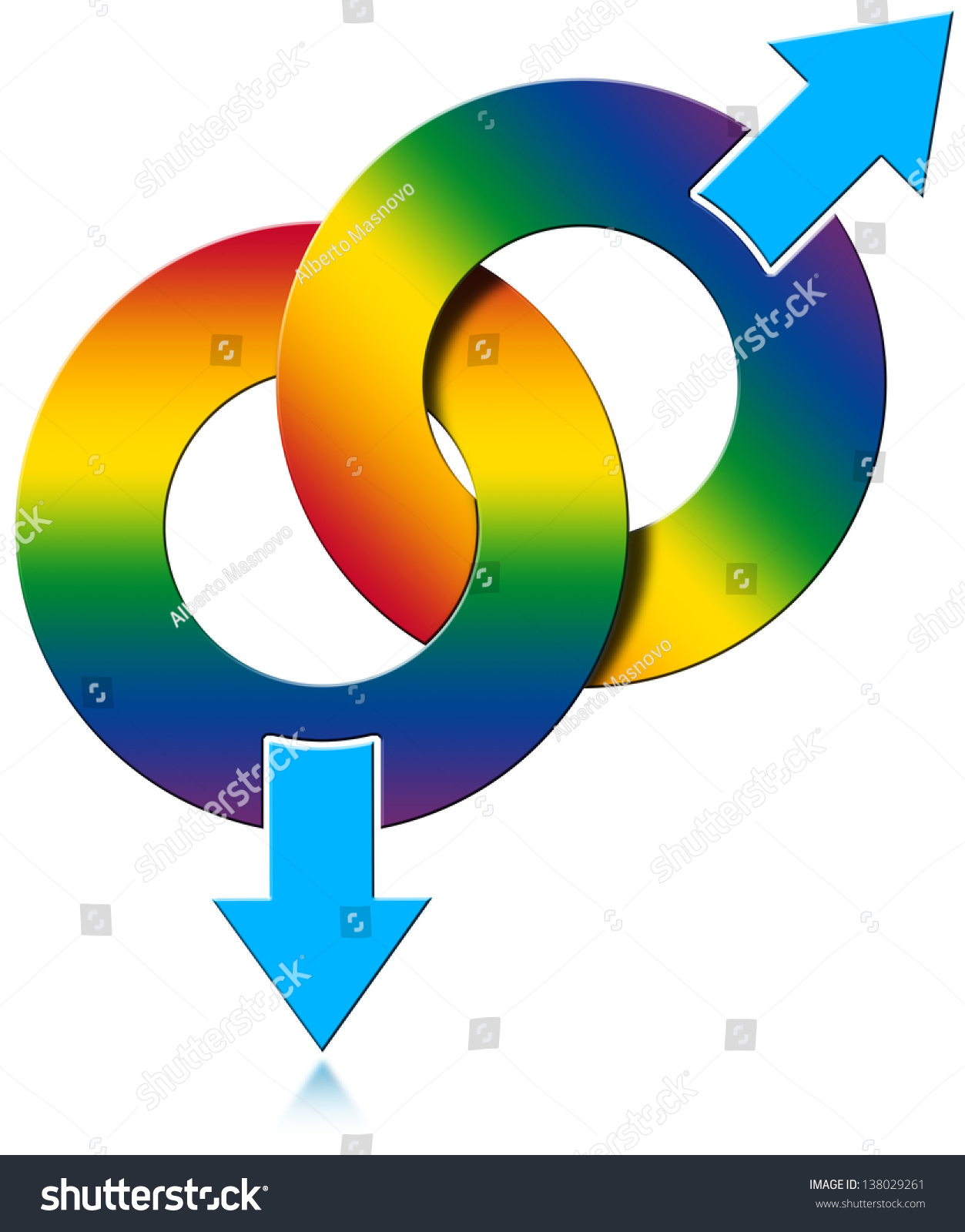 Gay Male Rainbow Colored Symbol Two Male Symbols Rainbow Colored On