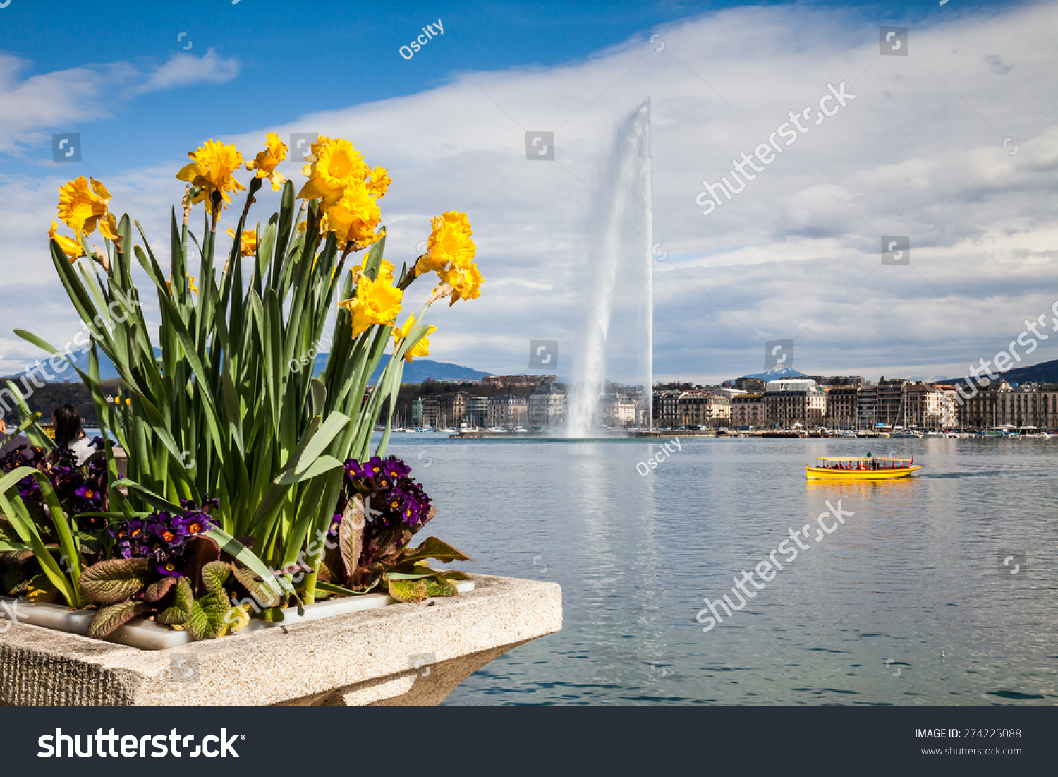 Geneva Switzerland April 11 Exterior Views Of The Buildings And