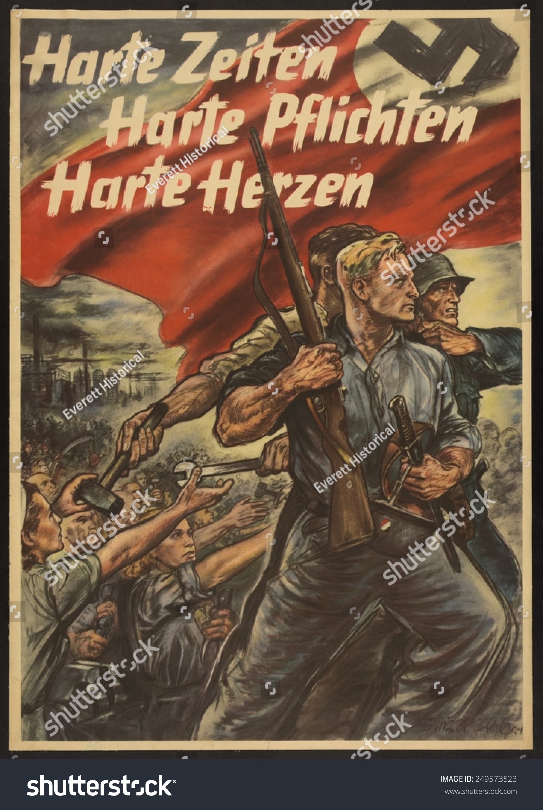 German Ww2 Poster. 'Harte Zeiten; Harte Pflichten; Harte Herzen