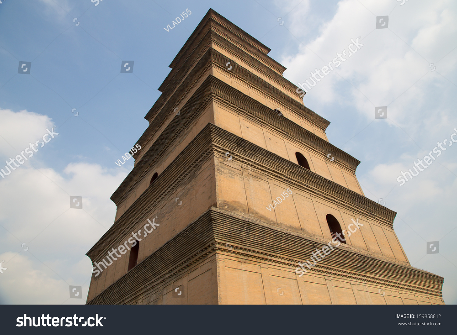 Giant Wild Goose Pagoda or Big Wild Goose Pagoda is a Buddhist pagoda located in southern Xian Sian Xi'an Shaanxi province China Giant Wild Goose Pagoda or Big Wild Goose Pagoda is a Buddhist pagoda located in southern Xian Sian Xi'an Shaanxi province China