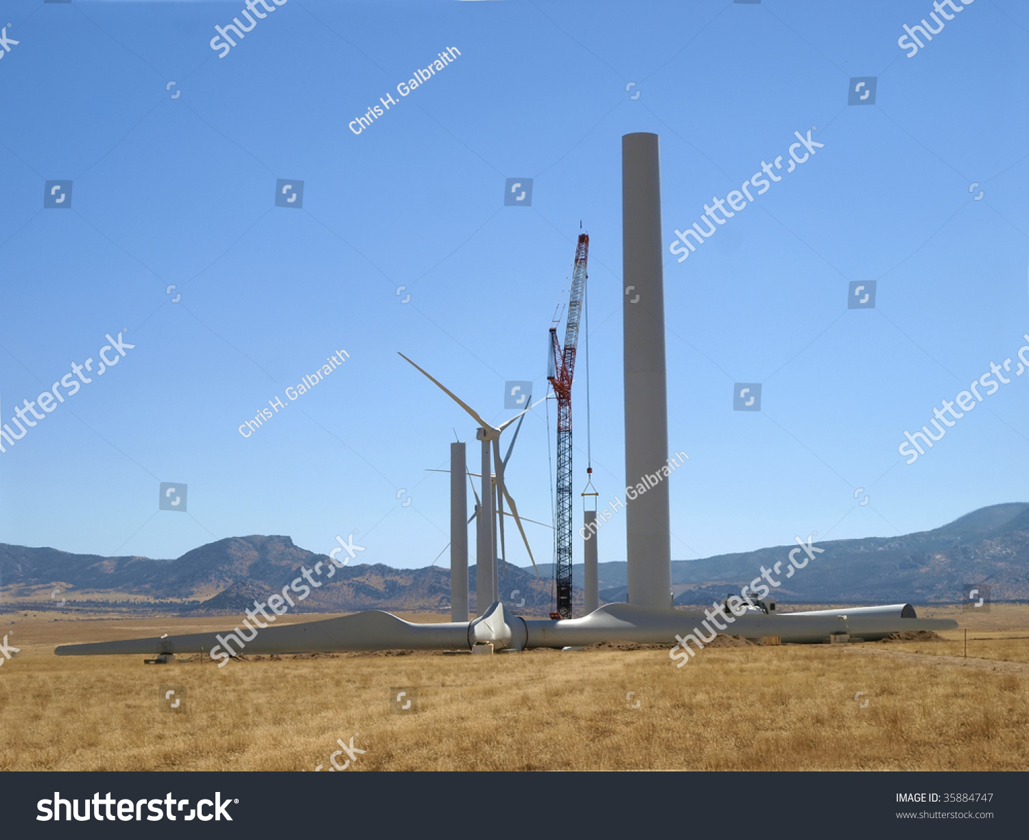 Giant Wind Turbines Being Constructed In The Desert Near ...
