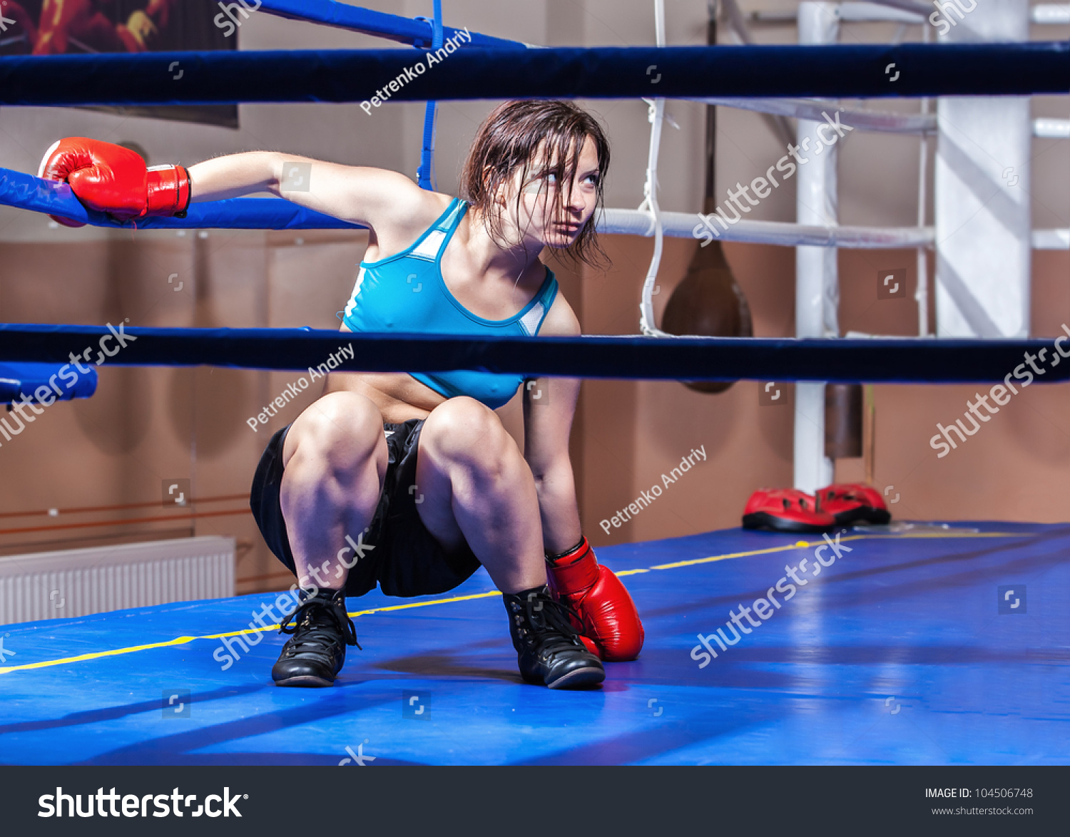 Girl Boxer Boxing Ring Professional Female Stock Photo 104506748