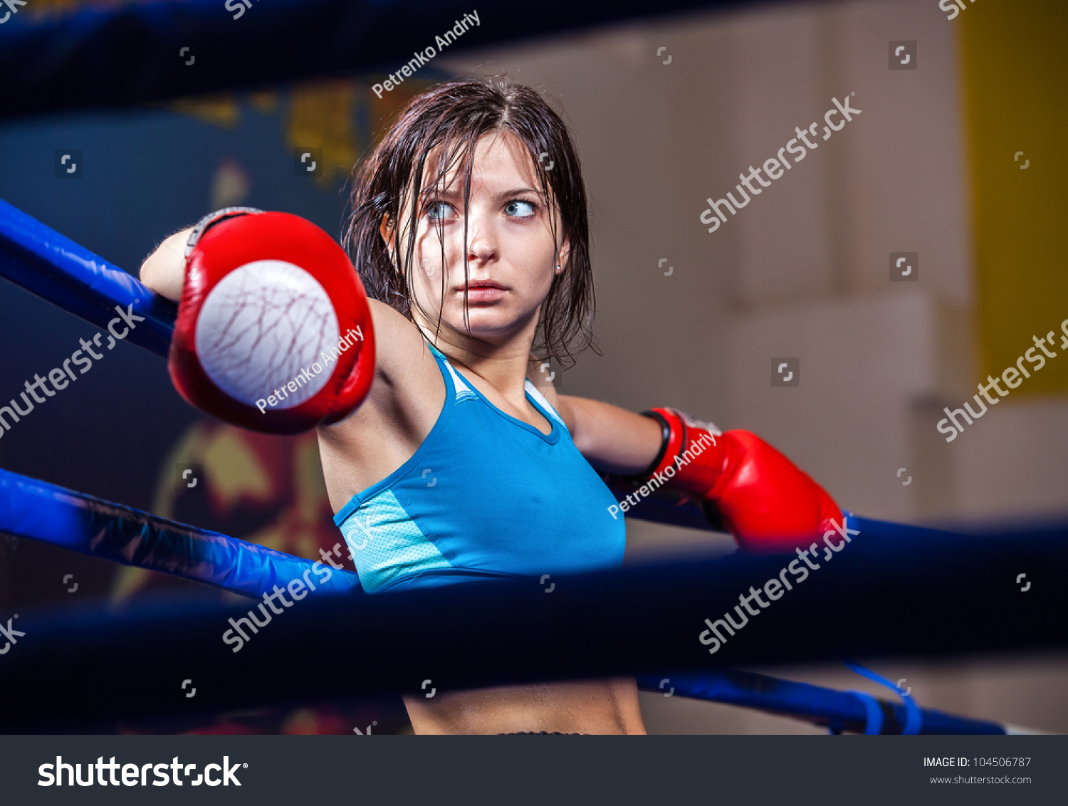 Girl Boxer Boxing Ring Professional Female Stock Photo