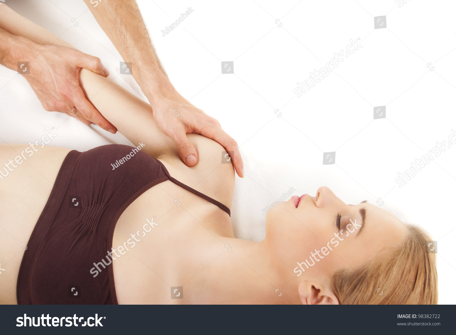 Girl Getting A Massage Hands Massaging Her Back A Pretty Wo