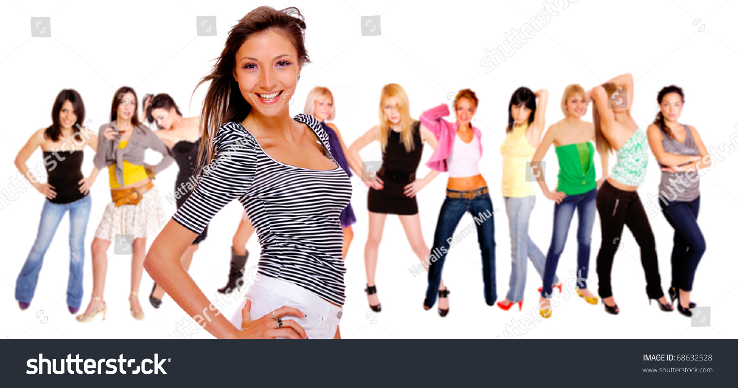 Girl Group Isolated On White Background Stock Photo 68632528 : Shutterstock