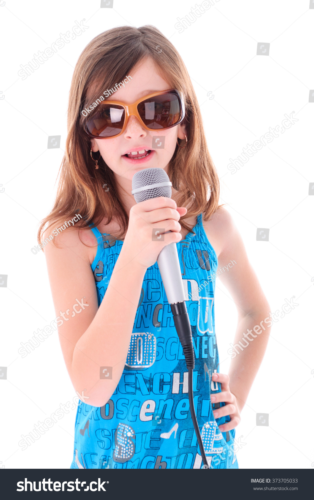 Girl Singing Song Isolated On White Stock Photo Shutterstock