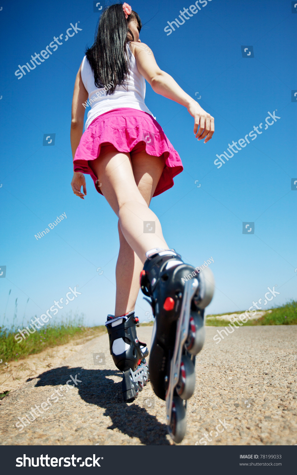 Girl Rollerblading, Playing Sports On The Stock Photo 78199033