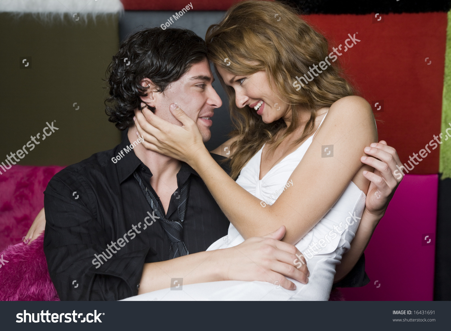 Girl Sitting On Mans Lap Flirting At Night Club Stock Photo Shutterstock