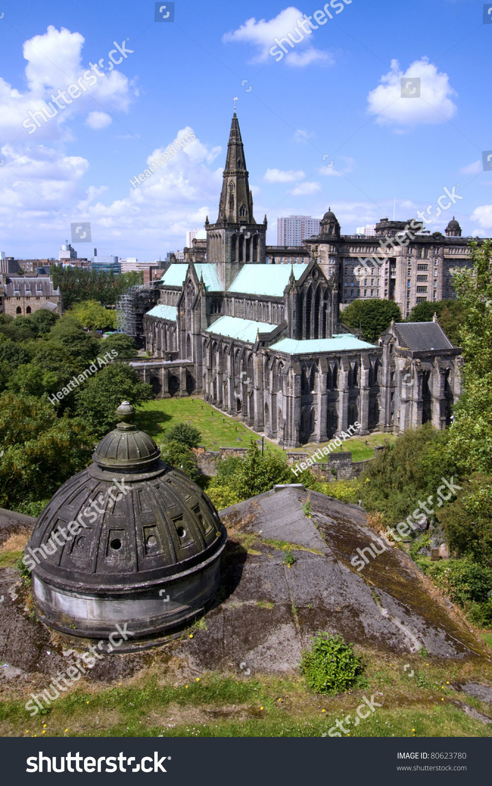 Glasgow St Mungo's Cathedral Viewed From The City's Necropolis 