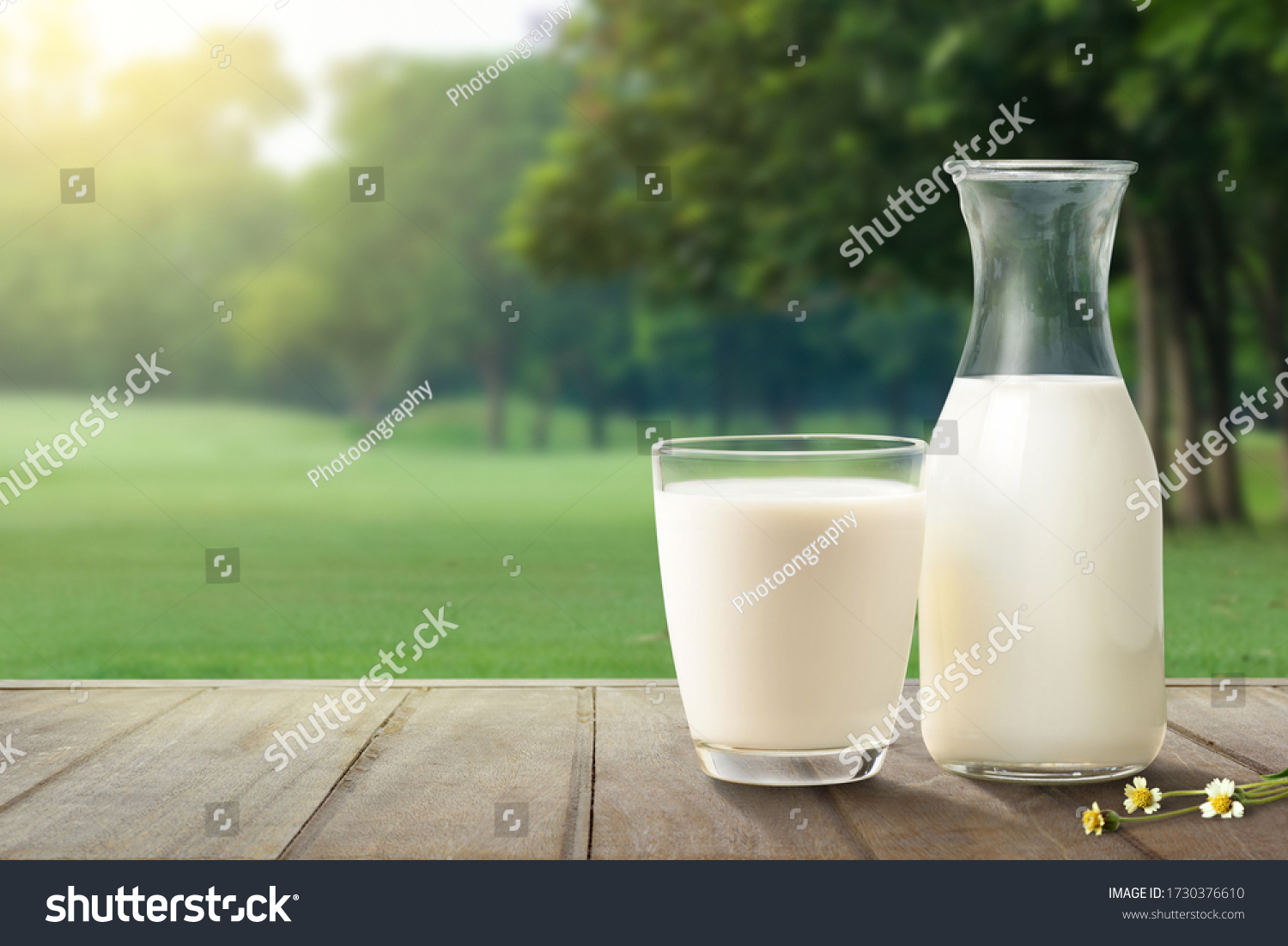 Glass Bottle Fresh Milk On Wooden Stock Photo 1730376610 Shutterstock