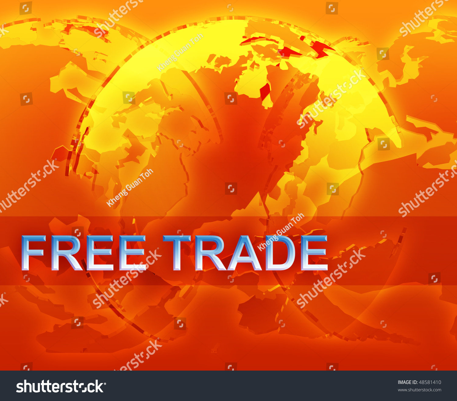 Globalization International Free Trade Economy Illustration With Globes